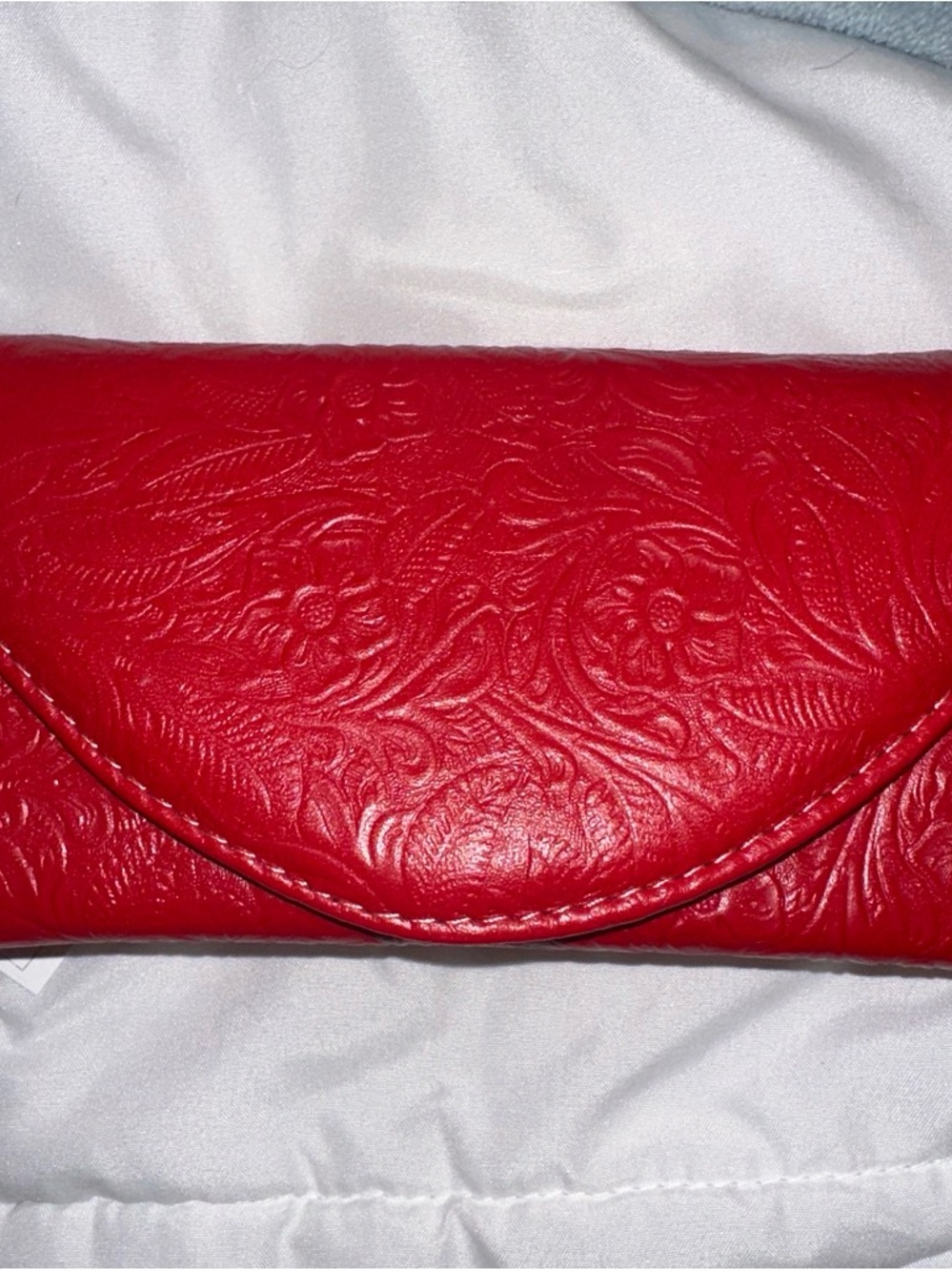 Red Floral Embossed Women’s Clutch Wallet